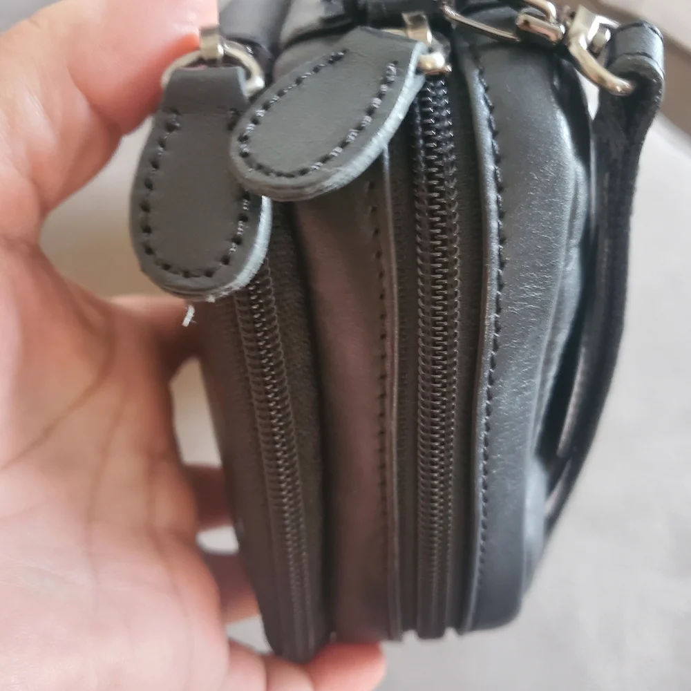 L.L. Bean Vintage Black Leather Planer, Wallet Organizer Bag Mens
